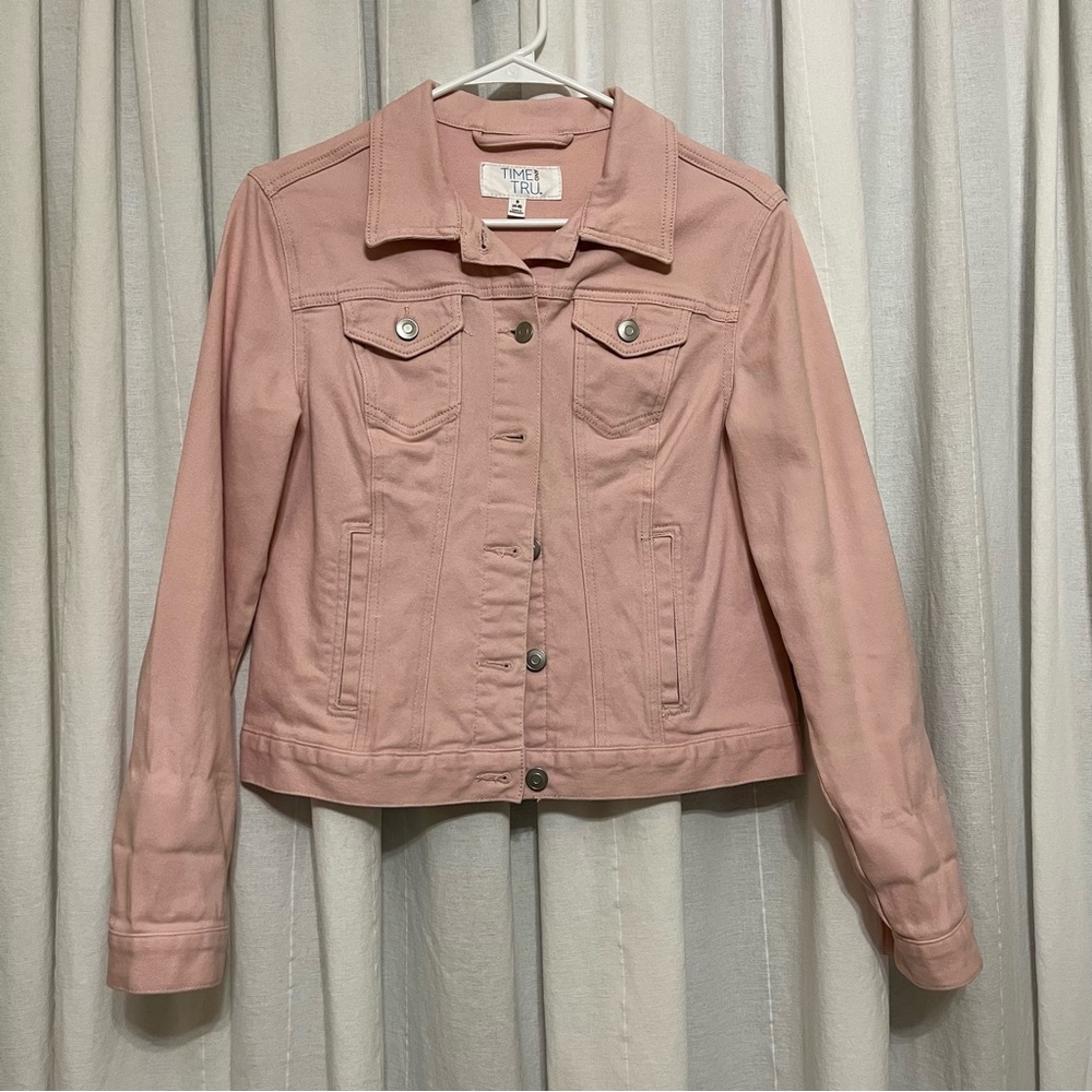 Time and tru pink denim jacket size small